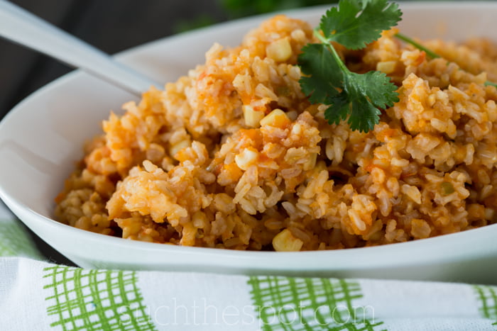 The best recipe I've found for restaurant-style Mexican rice made with brown rice instead of white
